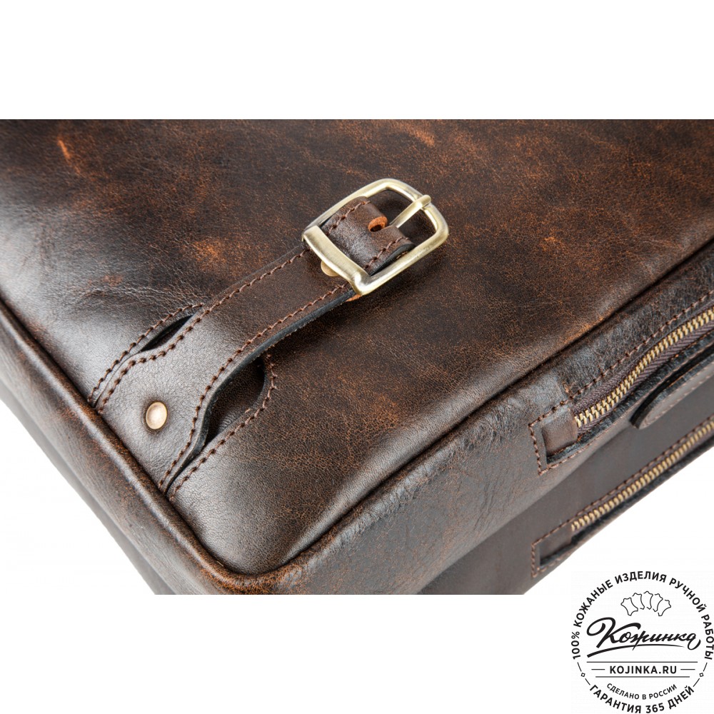 Кожаная мужская сумка-рюкзак "Генри" (коричневый эксклюзив)